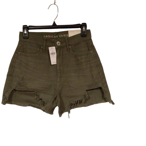 American Eagle Outfitters Pants - American Eagle Women’s, Army Green High Rise Shorts Ripped Distressed size 2 NWT